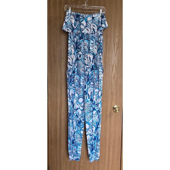 Lilly Pulitzer Ailsie Jumpsuit Indigo Keep on Trunkin - Picture 3 of 13